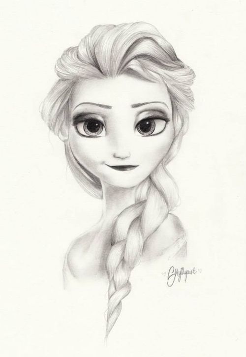 500x726 Disney Drawings Frozen, The Queen Elsa On We Heart It - Disney Frozen Drawing