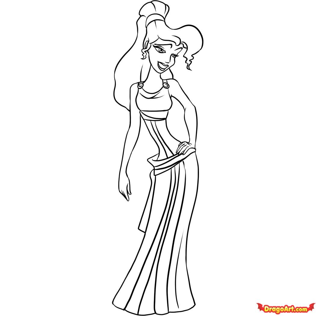1050x1050 How To Draw Meg, Step - Disney Hercules Drawing