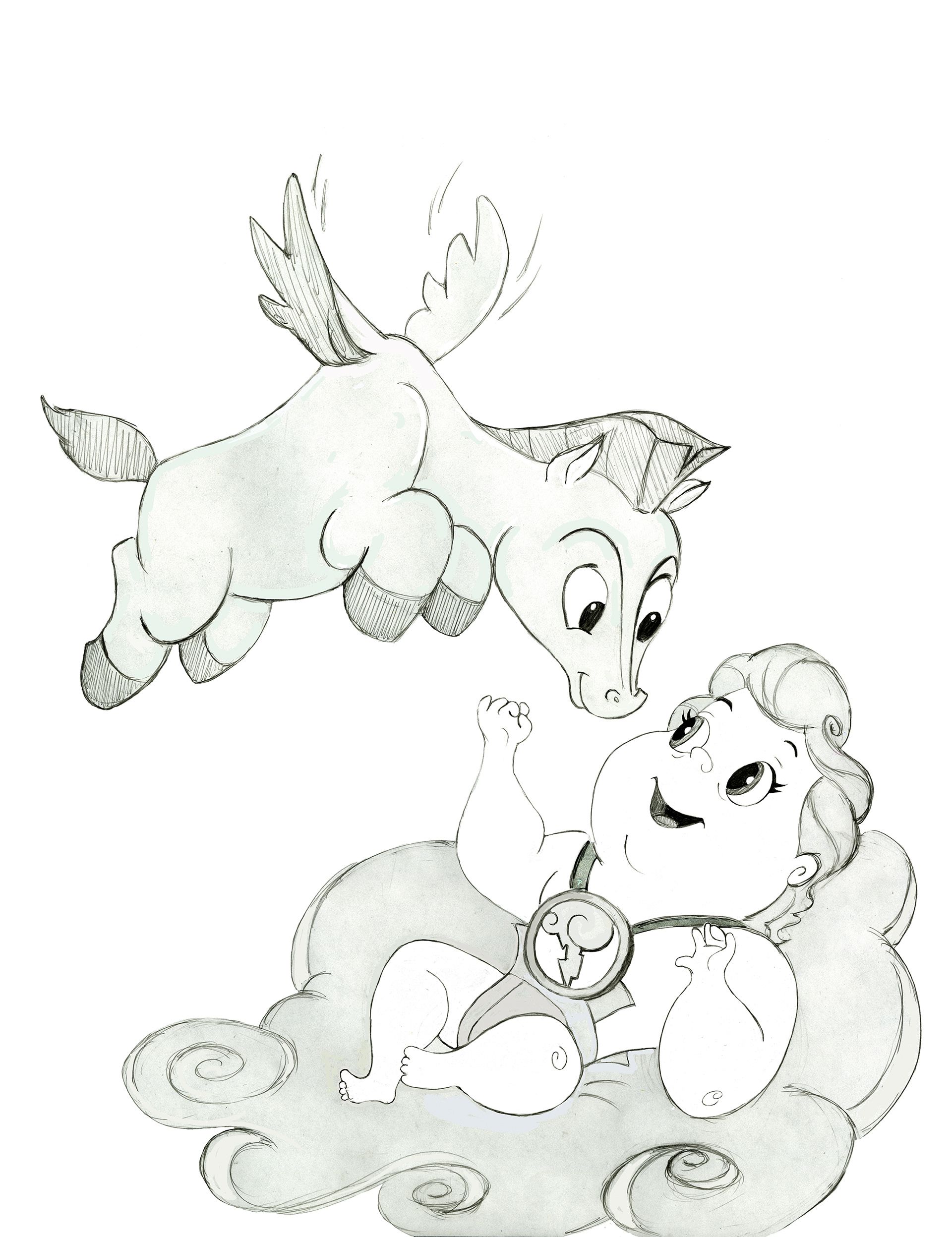 1920x2495 pegasus and baby hercules hercules baby in disney - Disney Hercules Drawing