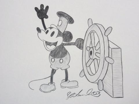 480x360 disney mickey mouse steamboat willie colored pencil - Disney Mickey Mouse Drawing