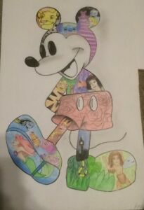 205x300 disney mickey mouse color pencil drawing original piece ebay - Disney Mickey Mouse Drawing