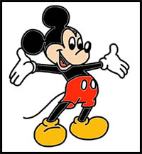 200x217 How To Draw Mickey Mouse Clubhouse Cartoon Characters Drawing - Disney Mickey Mouse Drawing