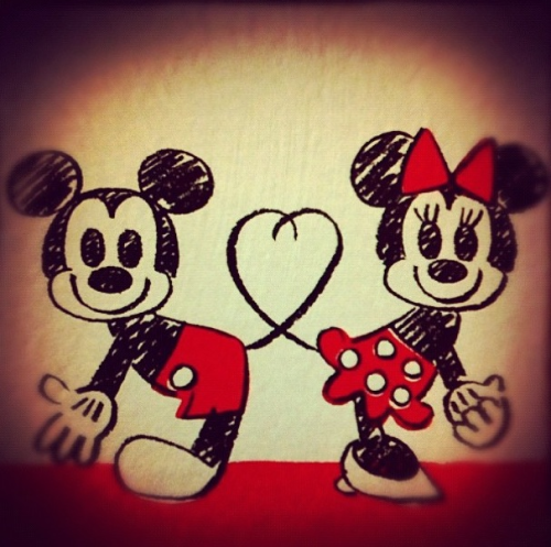 500x497 love drawing couple cute disney mickey mouse heart minnie mouse - Disney Mickey Mouse Drawing