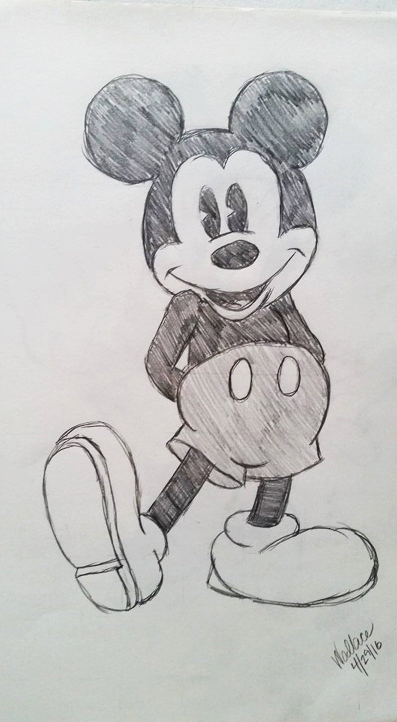 794x1444 disney's mickey mouse retroclassicold school sketch etsy - Disney Mickey Mouse Drawing