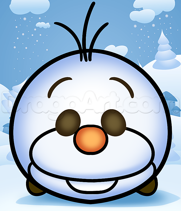 752x877 how to draw tsum olaf, step - Disney Olaf Drawing
