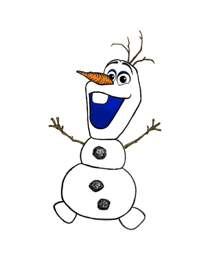 736x890 How To Draw Olaf - Disney Olaf Drawing