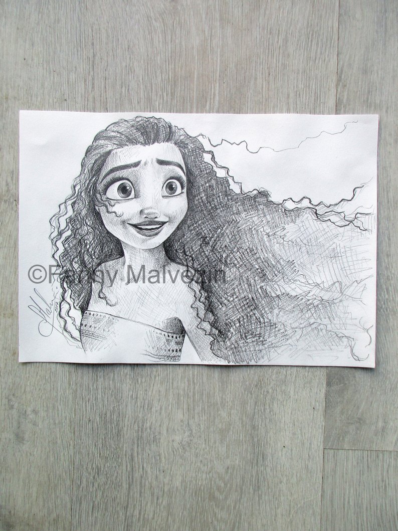 794x1059 Moana Disney Pencil Drawing Etsy - Disney Pencil Drawings