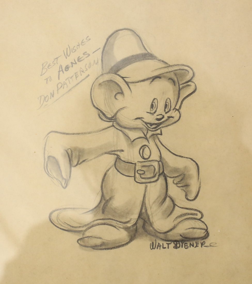 976x1100 walt disney pencil on paper drawing of dopey, signed - Disney Pencil Drawings