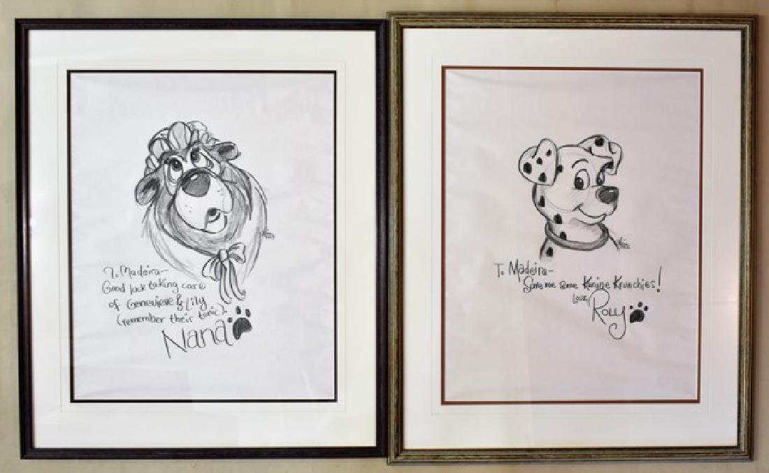 1100x677 two original disney drawings, peter pan - Disney Peter Pan Drawings