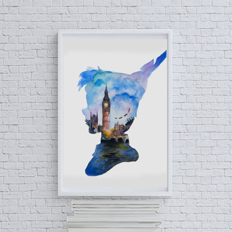 794x794 art print disney peter pan drawing painting etsy - Disney Peter Pan Drawings