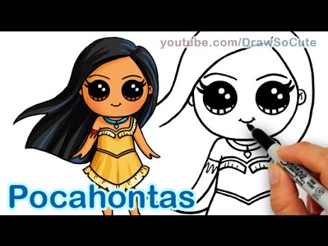 480x360 how to draw disney princess pocahontas cute step - Disney Pocahontas Drawings