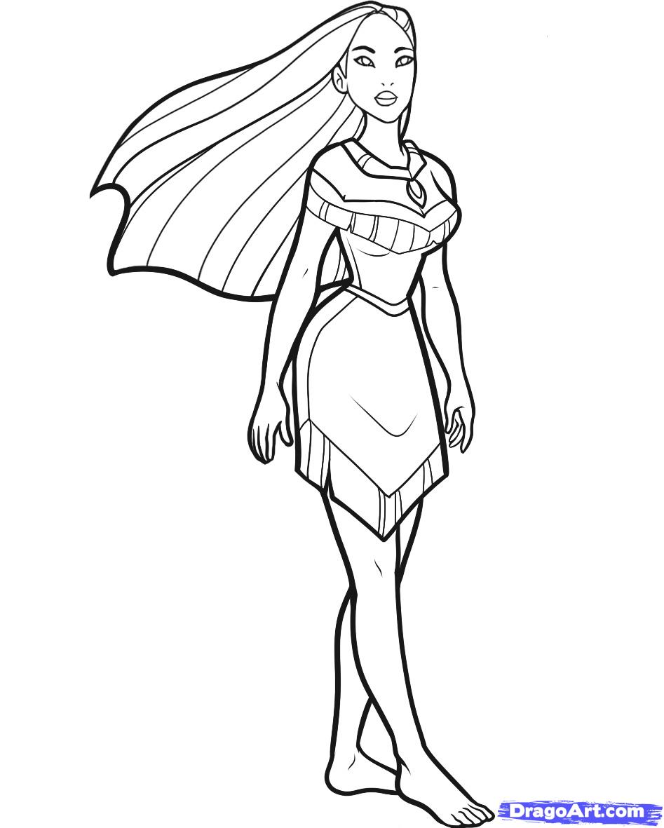 947x1181 how to draw pocahontas, step - Disney Pocahontas Drawings