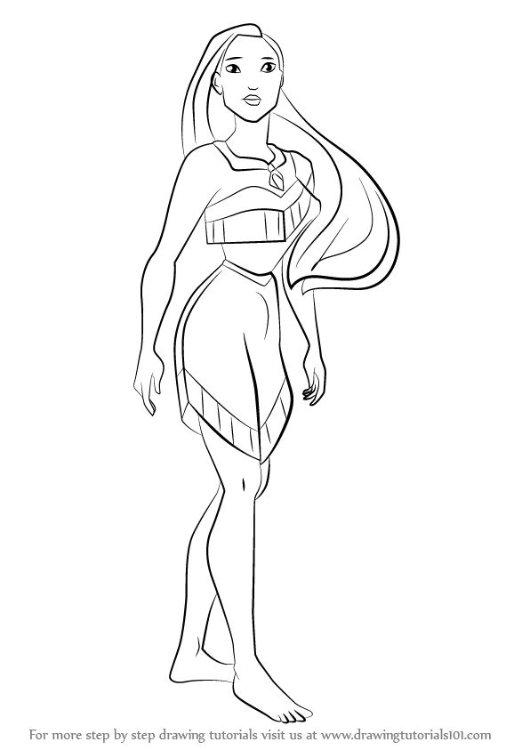 596x843 learn how to draw princess pocahontas - Disney Pocahontas Drawings