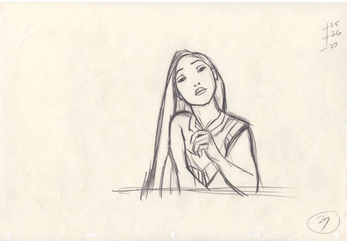 1200x835 original mike cedeno production drawing of pocahontas - Disney Pocahontas Drawings