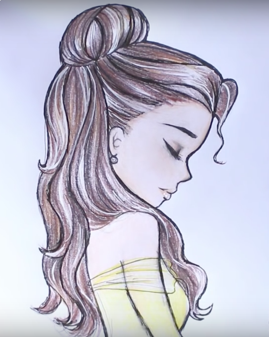 547x685 Here's How To Draw Disney Princess Belle's Hair! - Disney Princess Belle Drawing