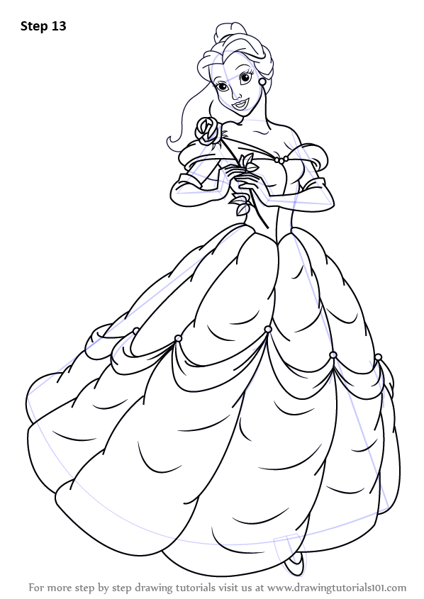 598x845 Learn How To Draw Belle From Beauty And The Beast - Disney Princess Belle Drawing