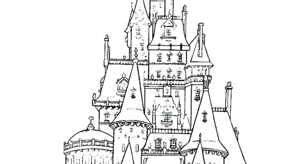 585x329 Disney Cinderella Castle Colouring Pages Coloring Printable Well - Disney Princess Castle Drawing