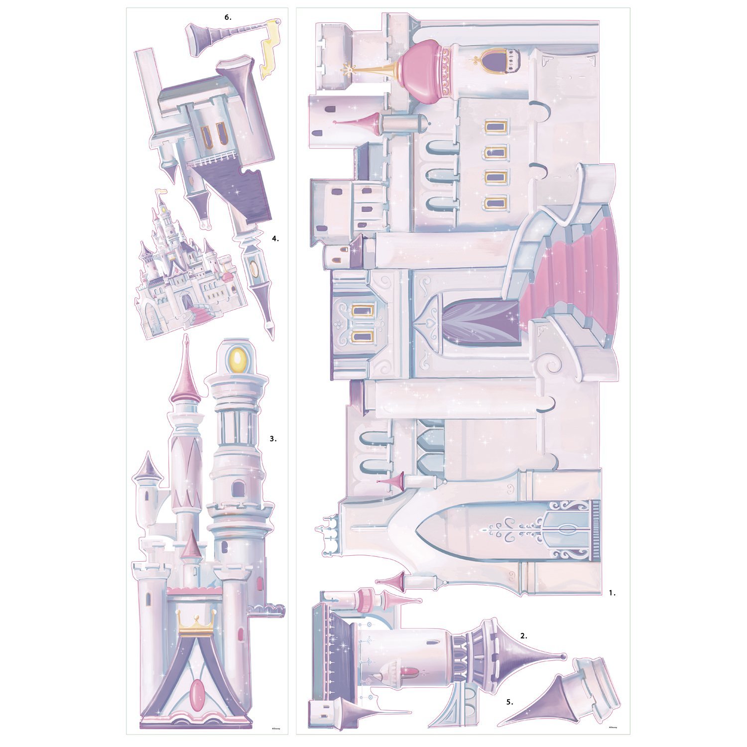 1500x1500 disney princess glitter castle peel stick giant wall decal - Disney Princess Castle Drawing