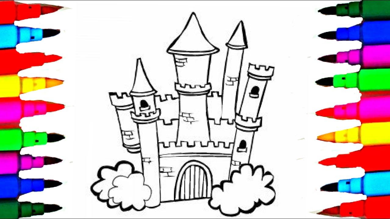 1280x720 How To Draw Castle In Disney Princesses Coloring Pages L - Disney Princess Castle Drawing