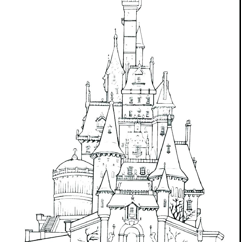 798x800 Princess Castle Coloring - Disney Princess Castle Drawing