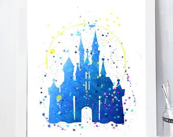 340x270 Watercolor Castle Etsy - Disney Princess Castle Drawing