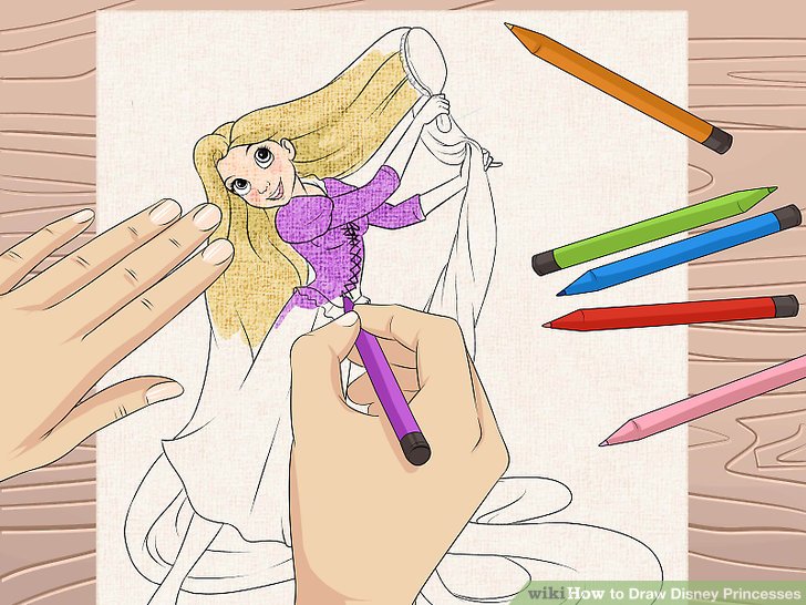 728x546 How To Draw Disney Princesses Steps - Disney Princess Drawing