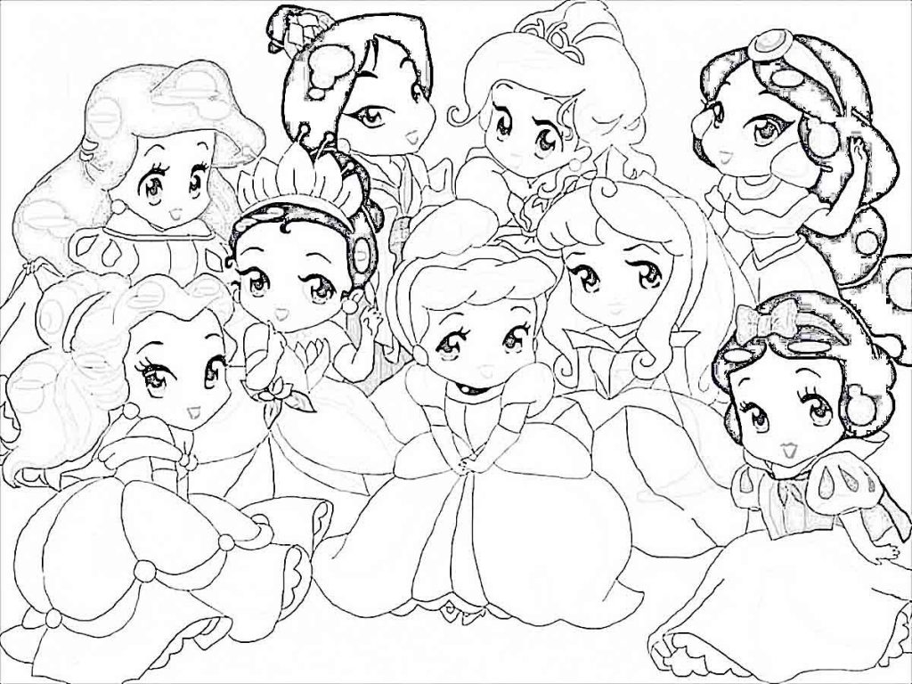1024x768 Coloring Pages Baby Disney Princess Drawing Pr Coloring - Disney Princess Drawing