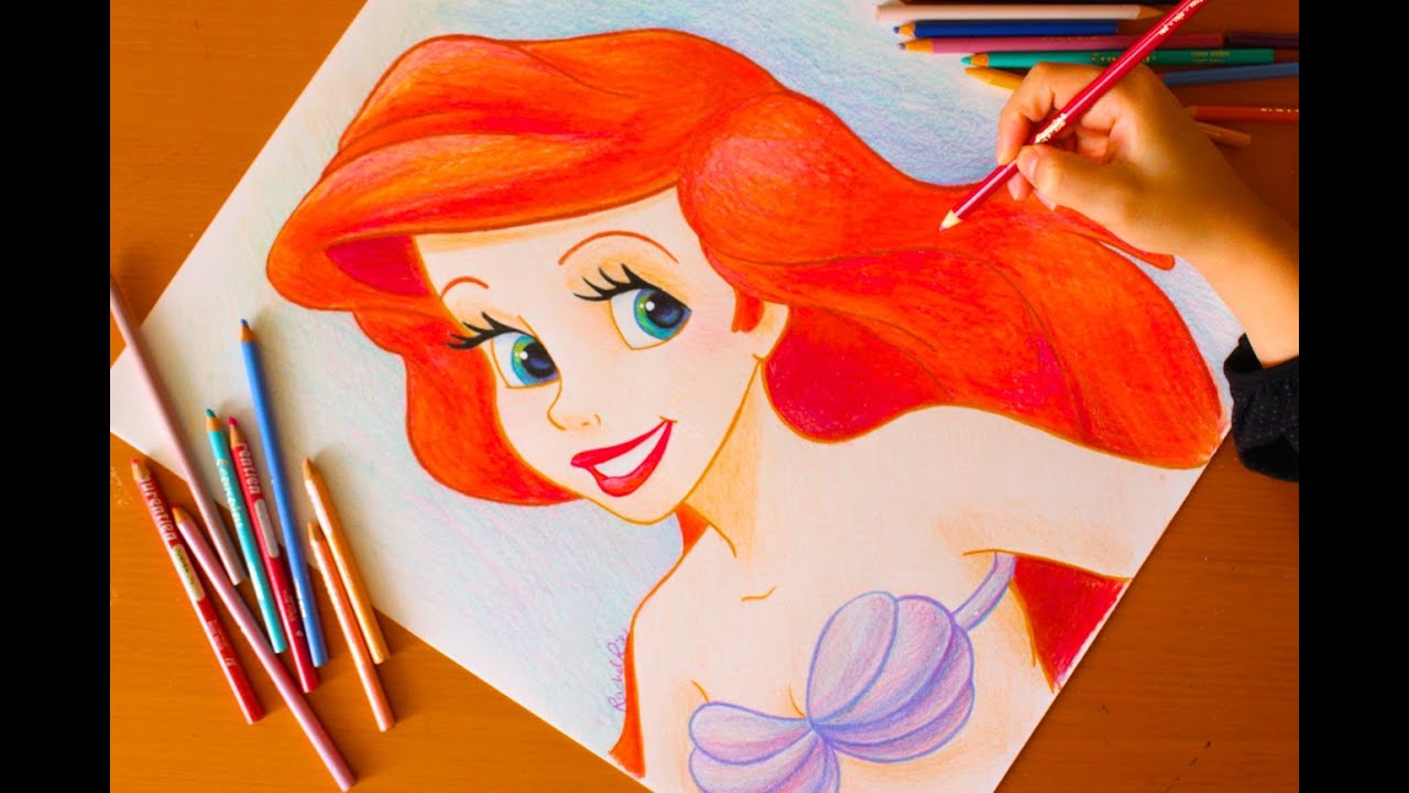 1280x720 Drawing Princess Ariel Little Mermaid Budget Art - Disney Princess Drawings Ariel