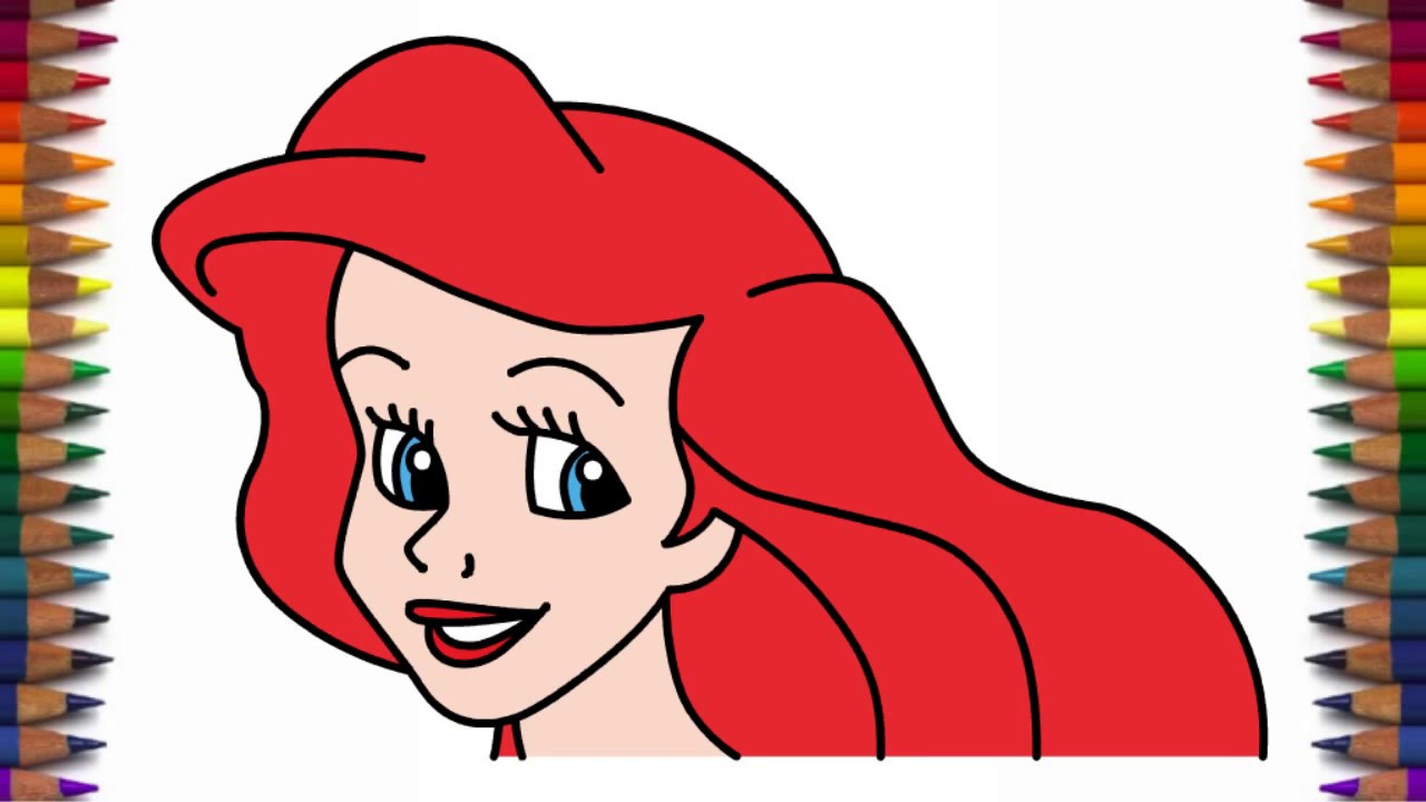 1280x720 How To Draw Ariel Face Little Mermaid Disney Princess - Disney Princess Drawings Ariel