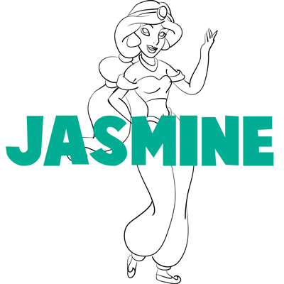 400x400 how to draw jasmine from aladdin with easy step - Disney Princess Jasmine Drawing