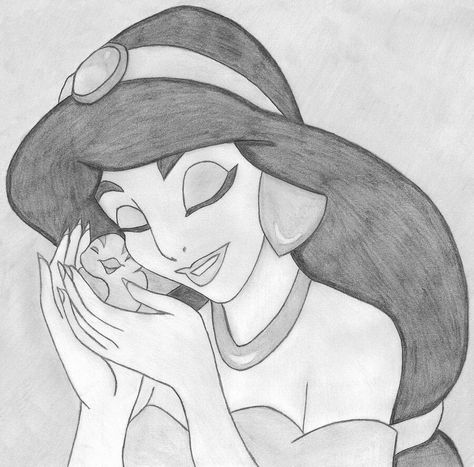 474x467 princess jasmine with her bird color in disney drawings - Disney Princess Jasmine Drawing