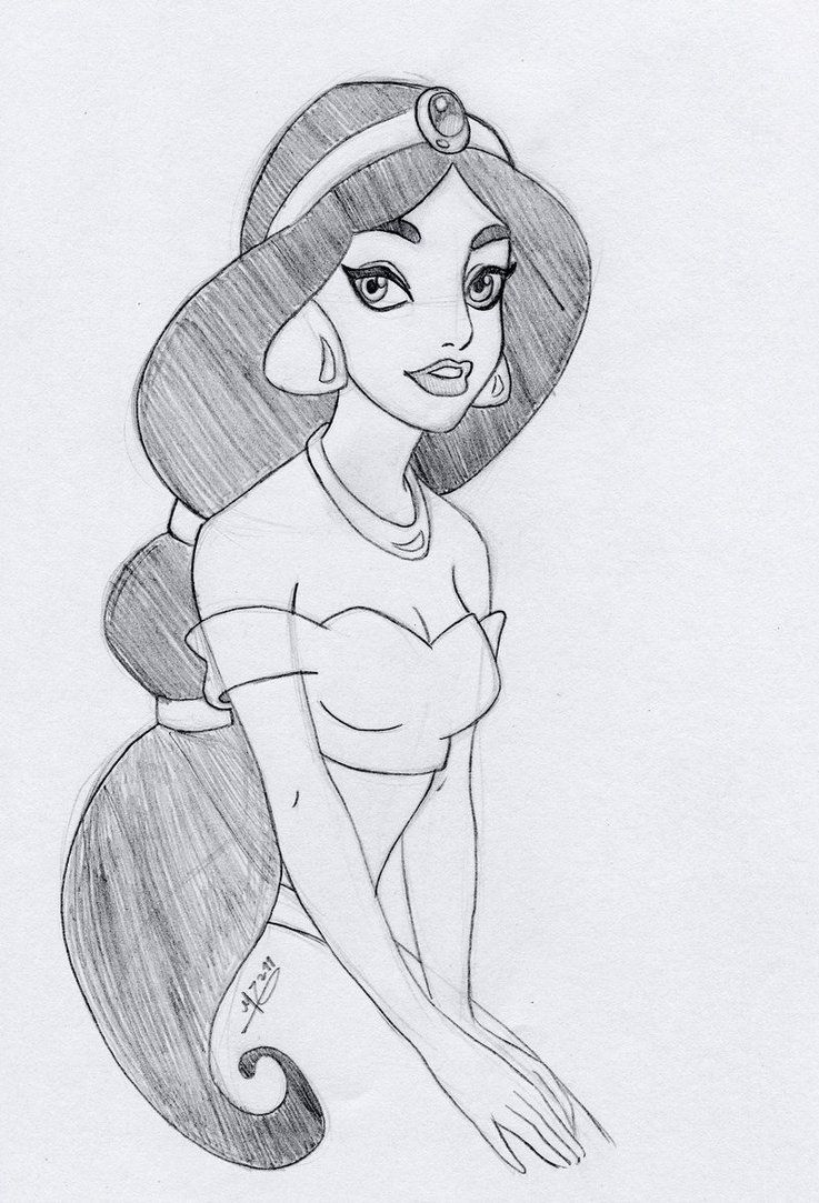 737x1083 disney cartoon pencil drawings jasmin pencil sketch - Disney Princess Pencil Drawing