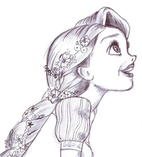 500x552 Tangled Rapunzel Drawing - Disney Rapunzel Drawing