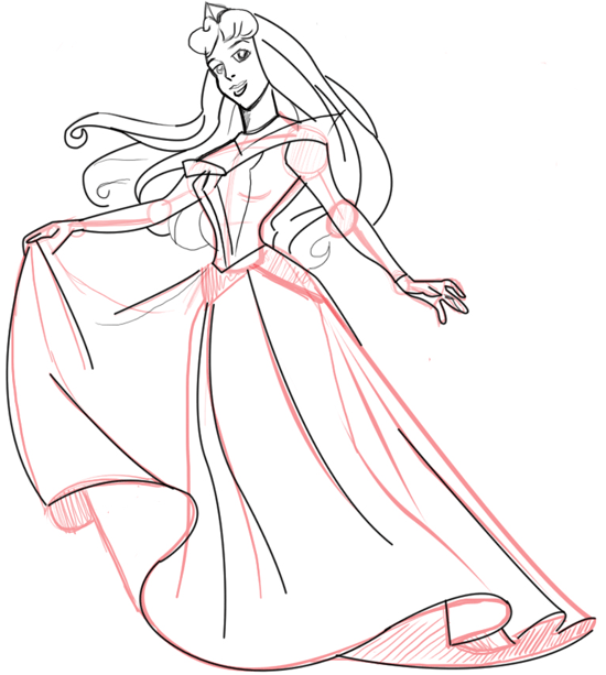 550x613 how to draw sleeping beauty with step - Disney Sleeping Beauty Drawing