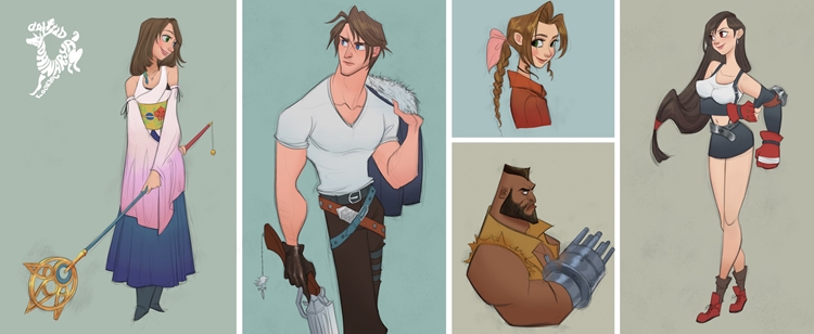 750x308 final fantasy characters in disney style - Disney Style Drawing