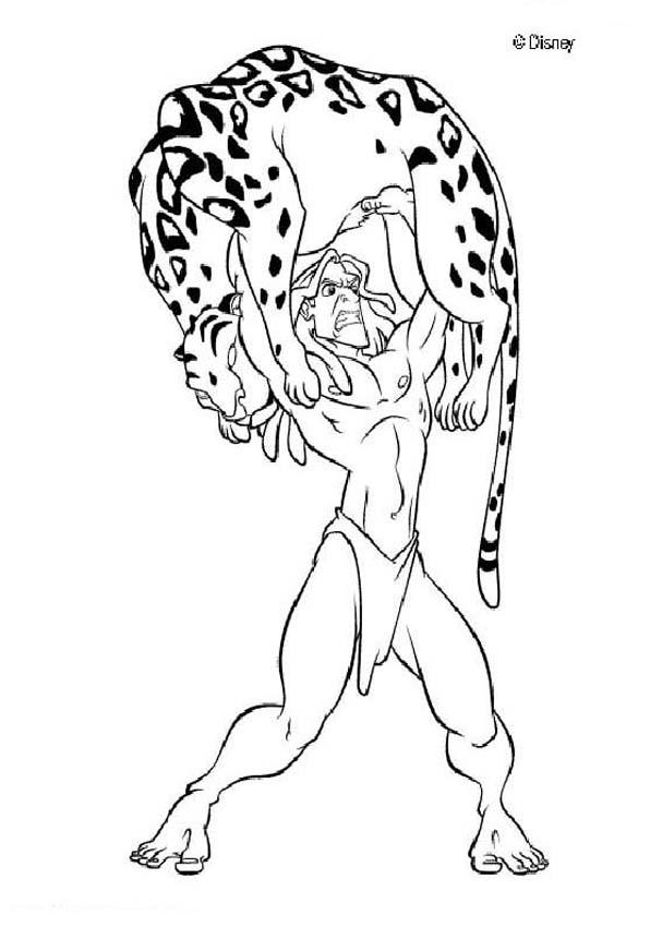 607x850 Tarzan And Saber Coloring Pages - Disney Tarzan Drawing