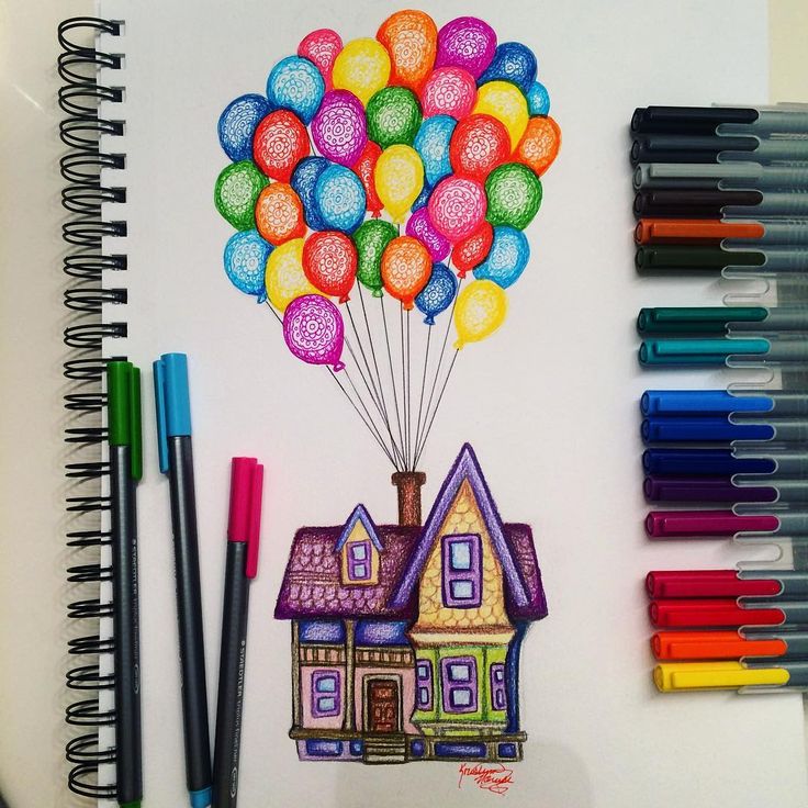 736x736 Carl's House - Disney Up Drawing