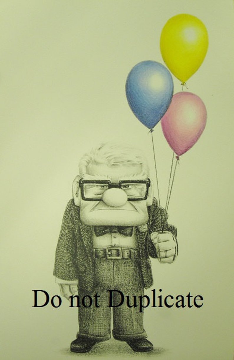 794x1223 carl from disney pixars up x colored pencil drawing etsy - Disney Up Drawing