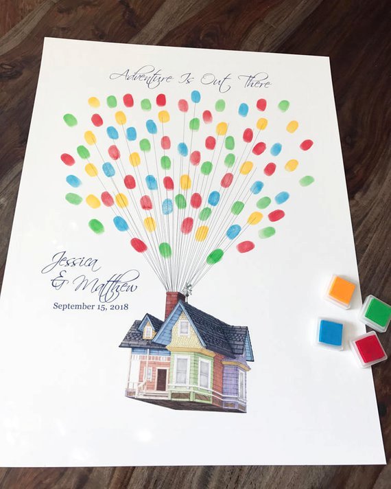 570x712 unique disney wedding guest book ideas - Disney Up House Drawing