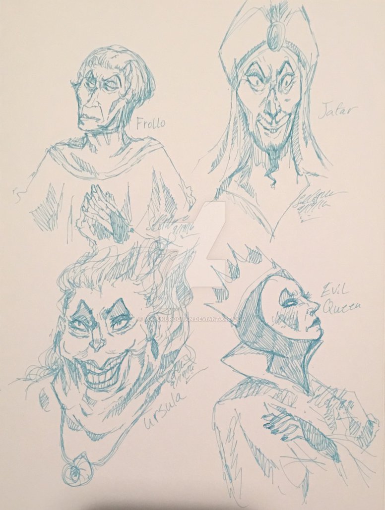 776x1029 disney villain sketches - Disney Villains Drawings