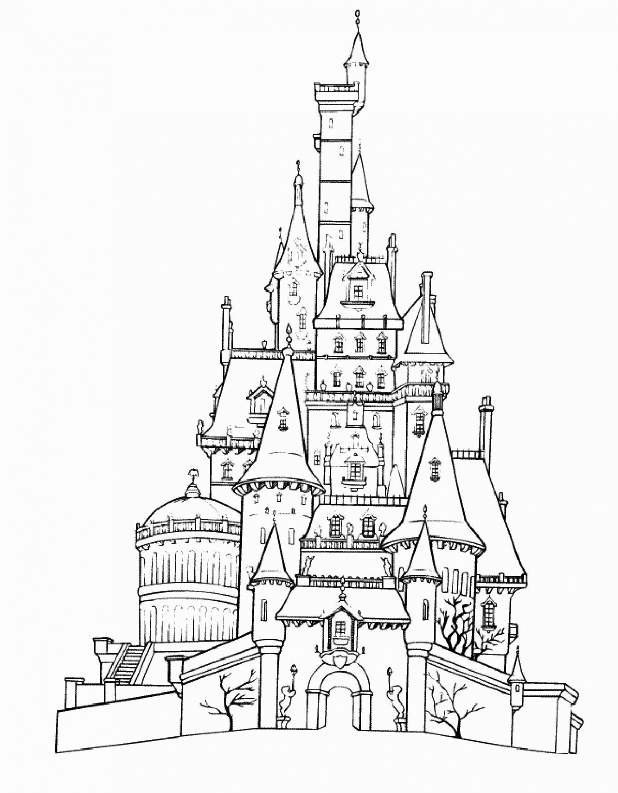 1237x1588 disney world castle drawing easy - Disney World Castle Drawing