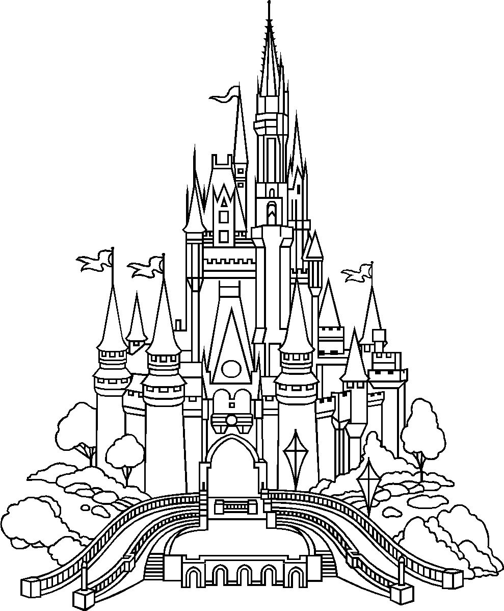 989x1198 disney disney coloring pages, cinderella - Disney World Castle Drawing