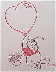 233x300 pooh and the hunny pot original drawing, disney world - Disney World Drawing