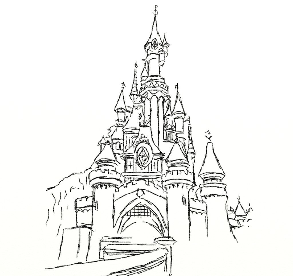 Outline Disneyland Castle Drawing Drawing Tutorial Easy