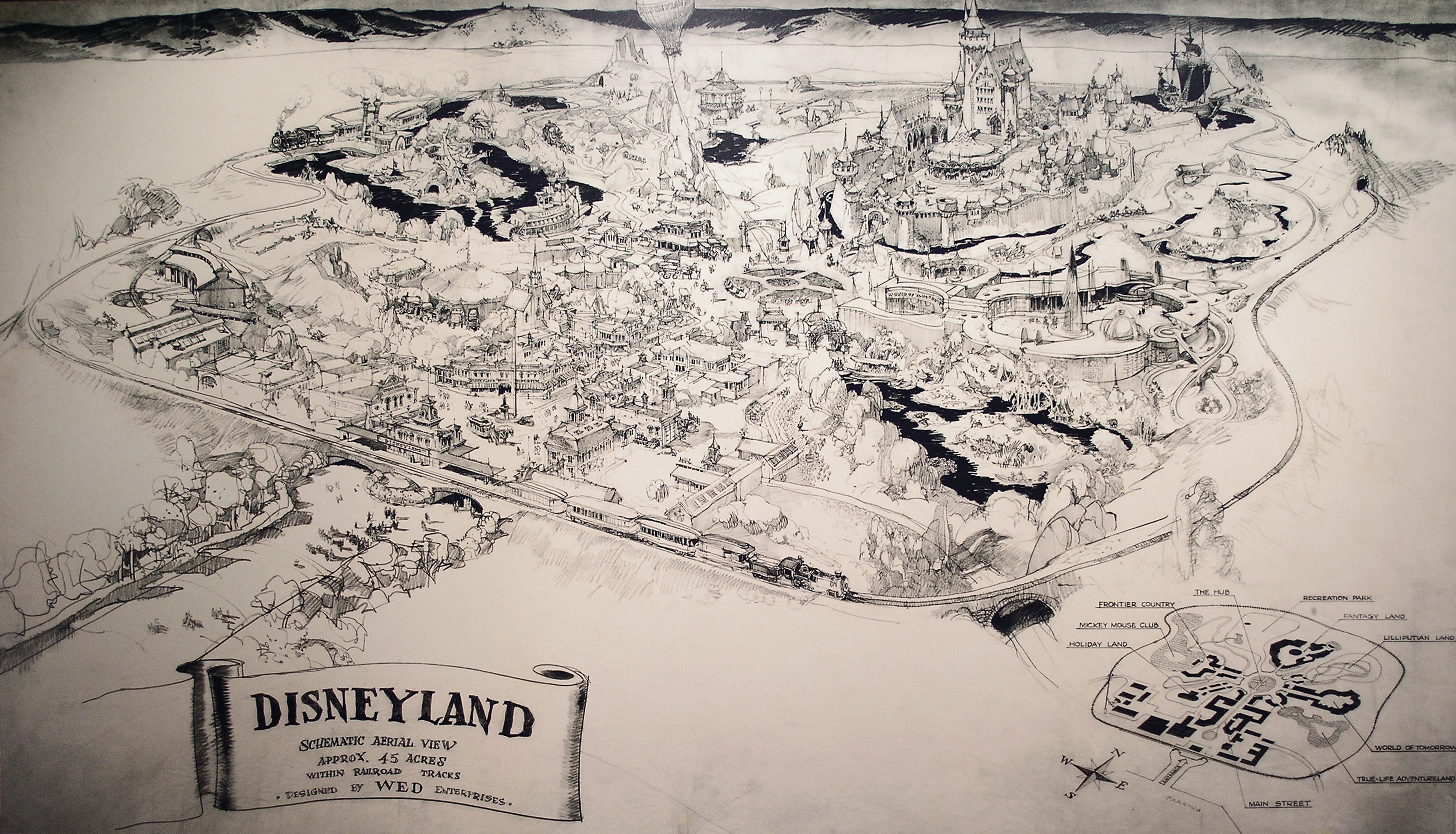 3500x2006 disneyland concept drawing - Disneyland Drawing