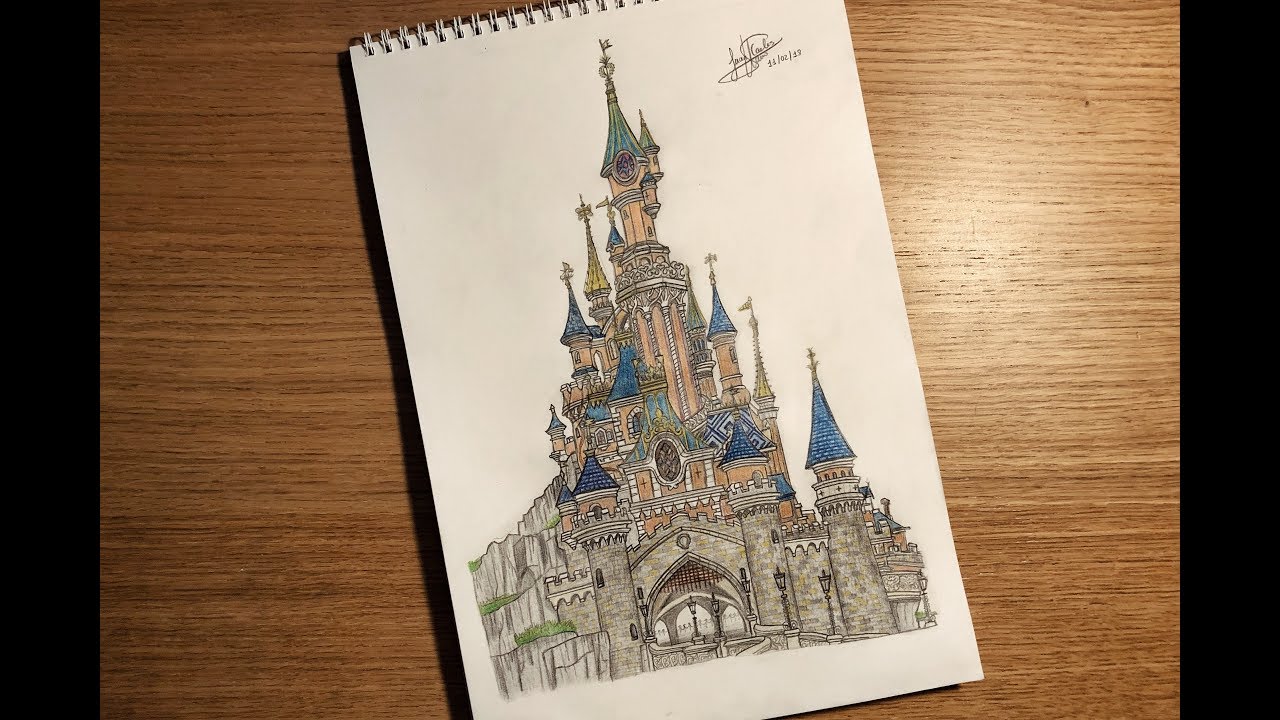 1280x720 drawing disneyland paris castle juanca hierro - Disneyland Drawing