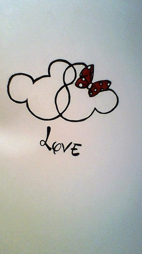 500x889 love, mickey, minnie, walt disney, disneyland, cute, love, draw - Disneyland Drawing