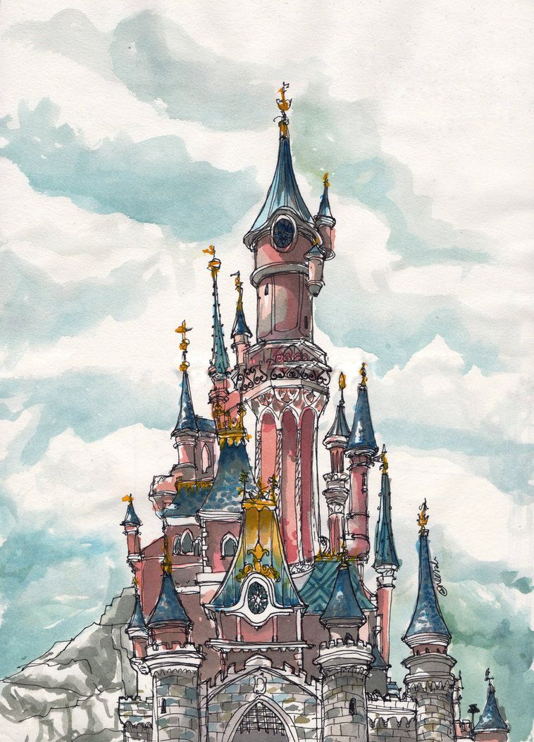 758x1054 a sketch of the castle in disneyland paris, drawn while waiting - Disneyland Drawing