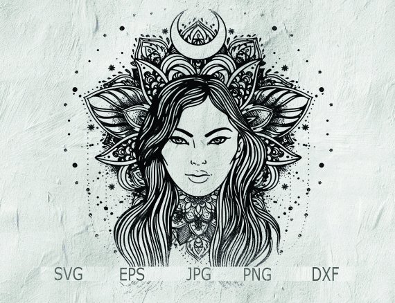 570x438 mandala boho diva mandala girl mandala drawing clipart etsy - Diva Drawing