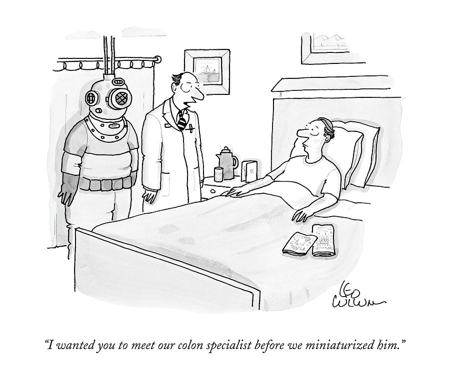 900x779 doctor speaks to patient a scuba diver stands drawing - Diver Drawing